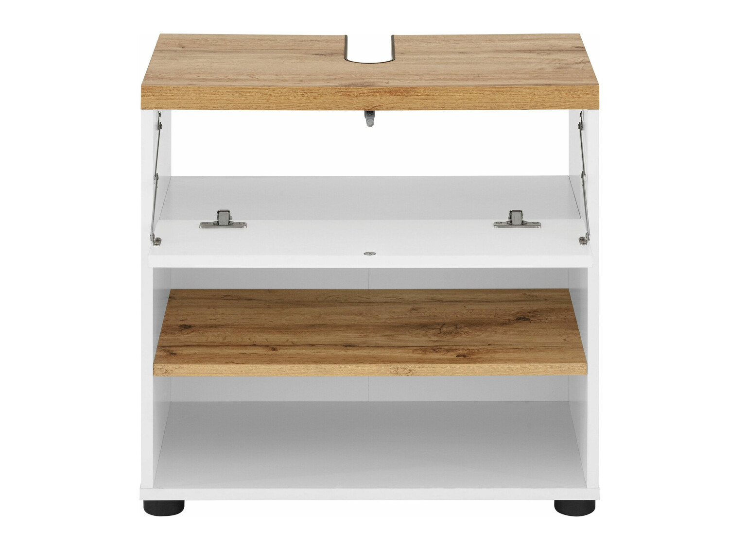 Stāvošs vannas istabas skapītis izlietnei Denton 840 (Balts + Ozols)