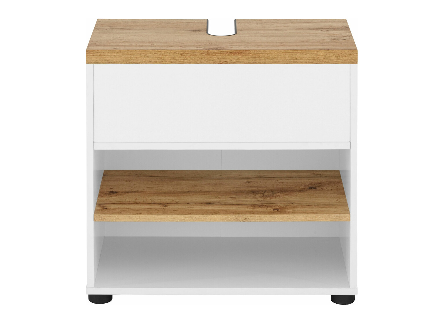 Stāvošs vannas istabas skapītis izlietnei Denton 840 (Balts + Ozols)