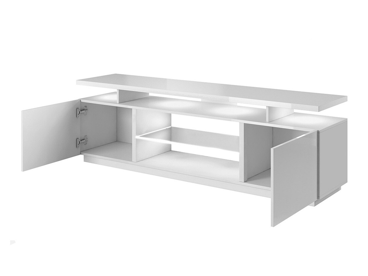 TV galds Charlotte 138 (Balts + Glancēts balts)