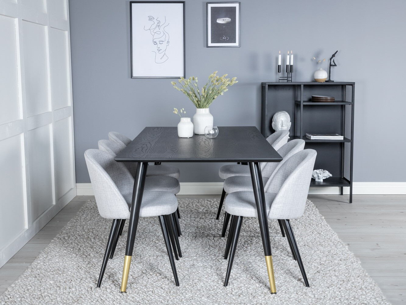 Обеденный гарнитур Dallas 1876 (Светло-серый + Чёрный)