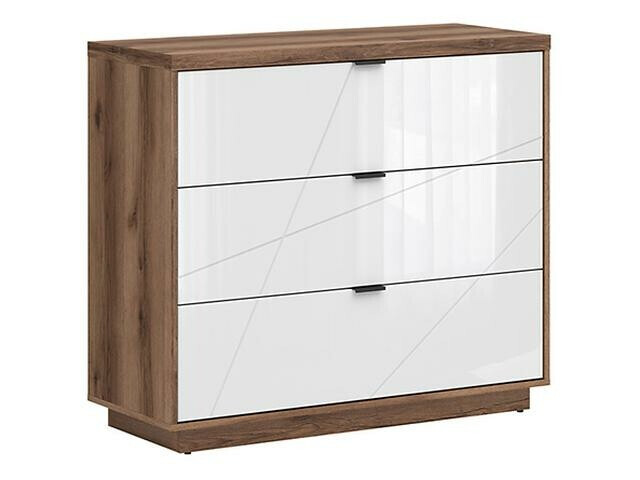 Kumode Fivale 118 (Tumšs delano ozols + Glancēts balts)