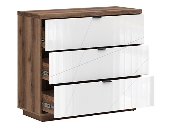 Kumode Fivale 118 (Tumšs delano ozols + Glancēts balts)