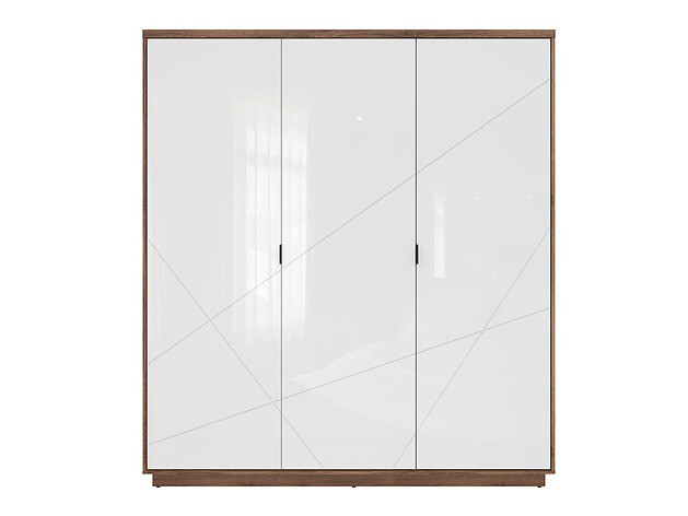 Skapis Fivale 116 (Tumšs delano ozols + Glancēts balts)