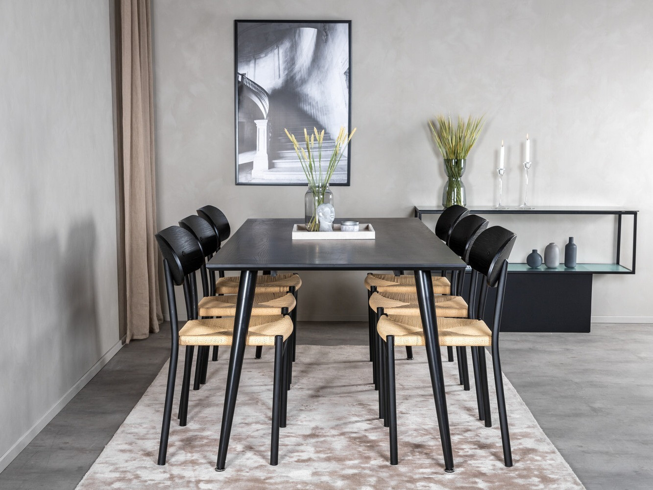 Ēdamistabas komplekts Dallas 2574 (Melns + Brūns)