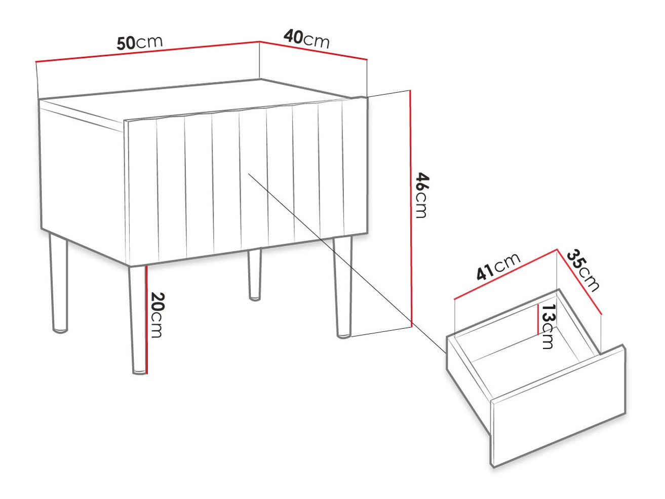 Naktsgaldiņš Amplexal (Glancēts melns + Melns)