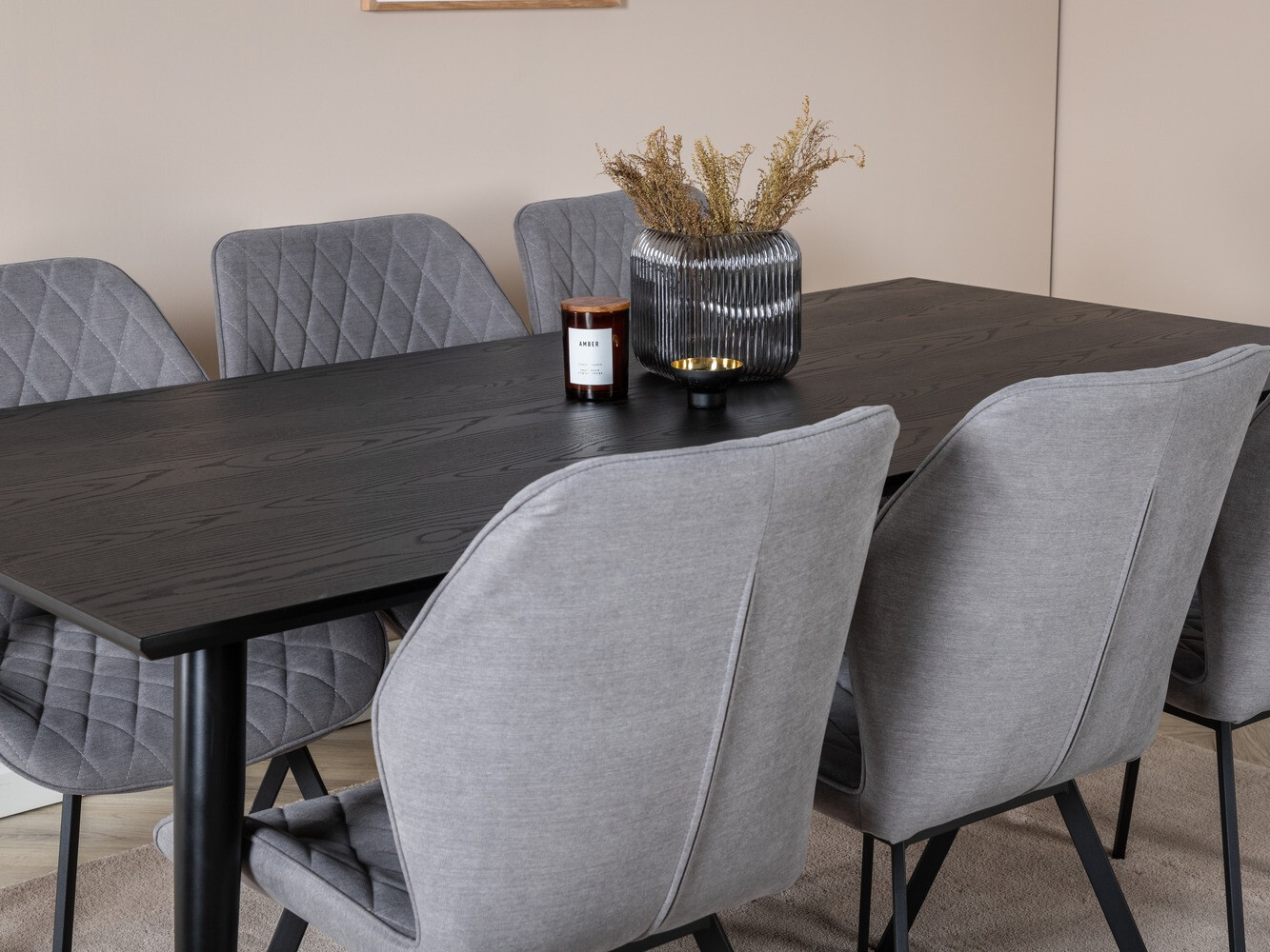 Обеденный гарнитур Dallas 2582 (Чёрный + Латунь)