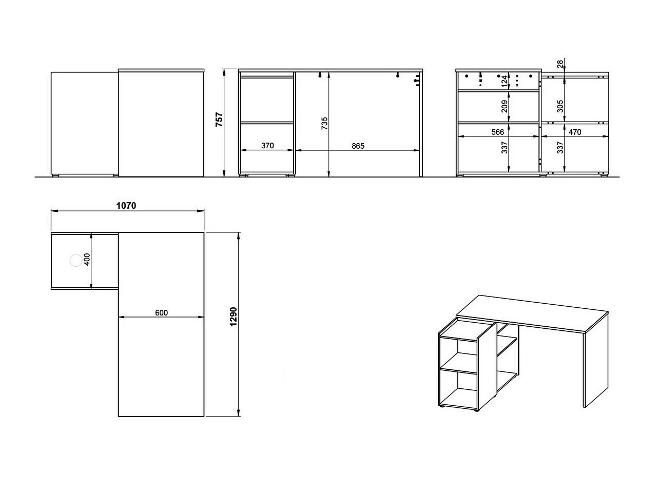 Угловой письменный стол Sacramento 374