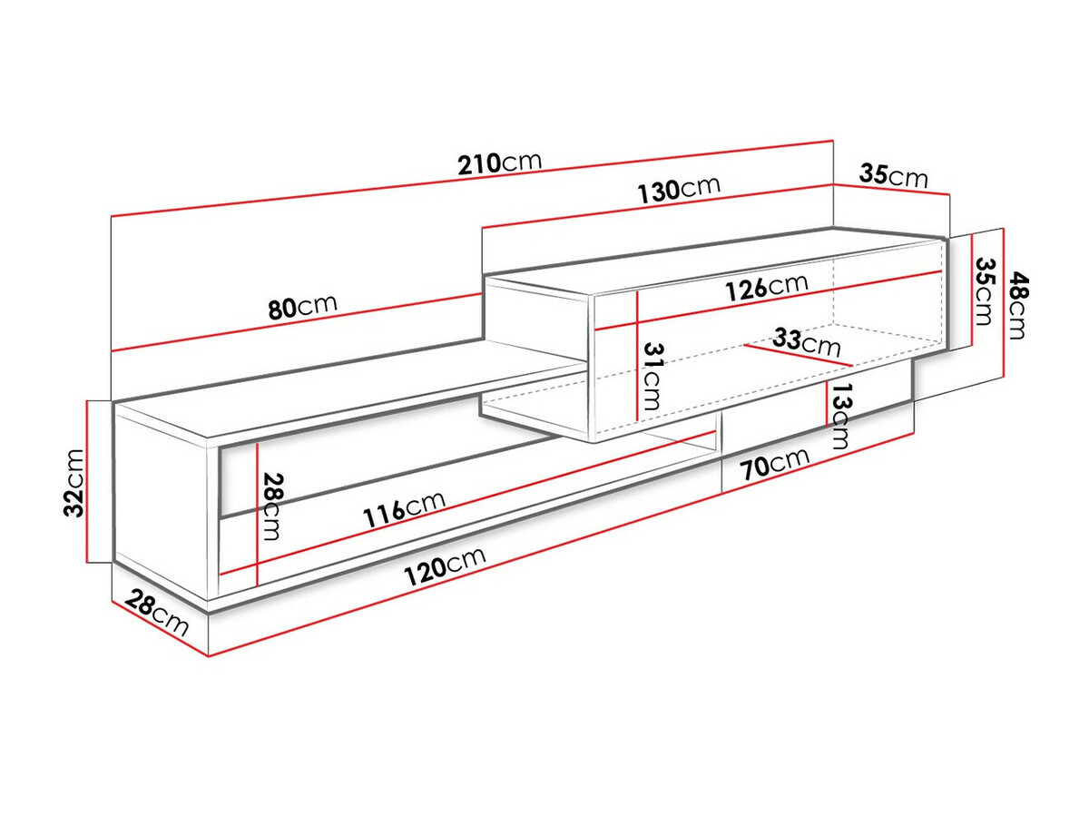 ТВ тумба Utica 117 (Белый + Дуб вотан)