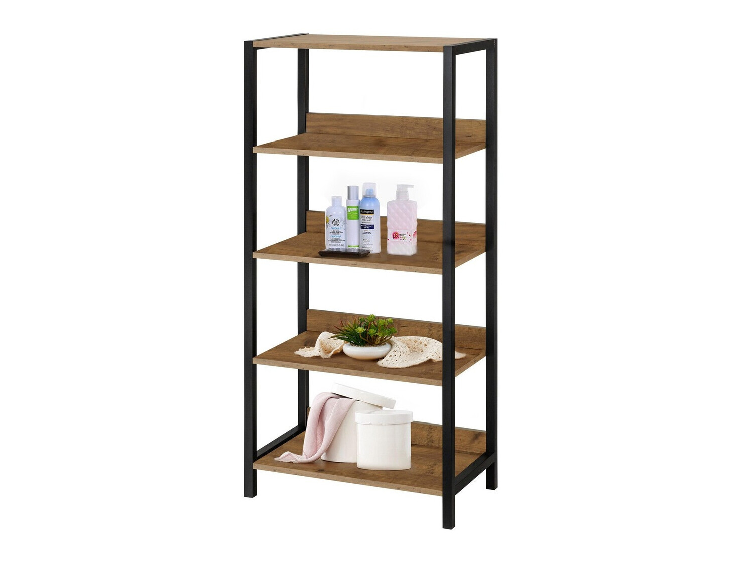 Plaukts Larnovo 108 (Tumšs ozols + Melns)