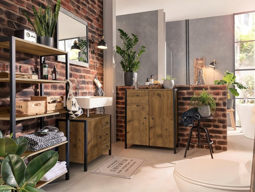 Стеллаж Larnovo 108 (Темный дуб + Чёрный)