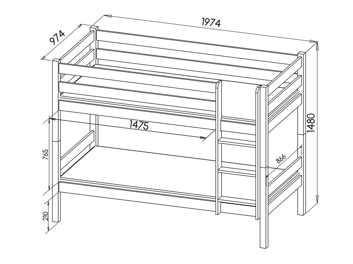 Divstāvu gulta Ogden 163 (Antracīts)