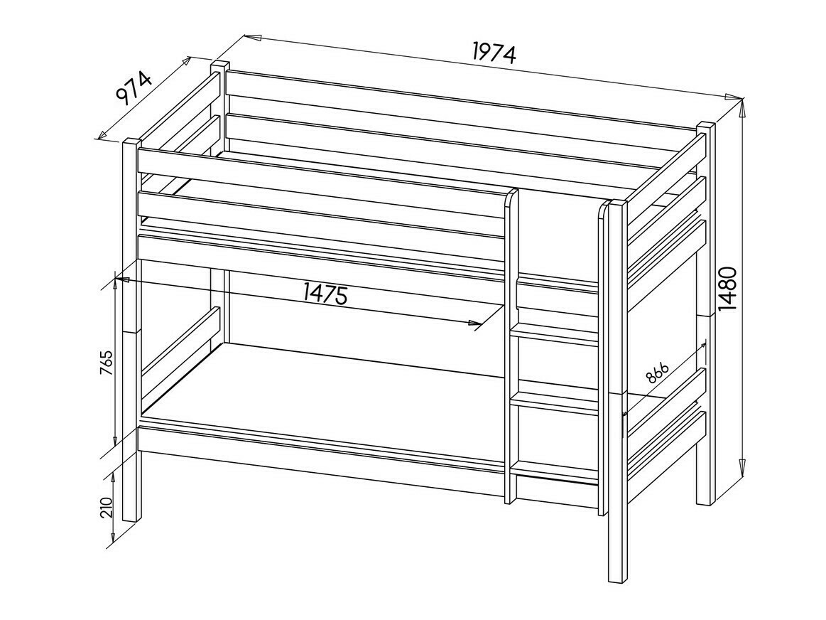 Двухъярусная кровать Ogden 163 (Белый)