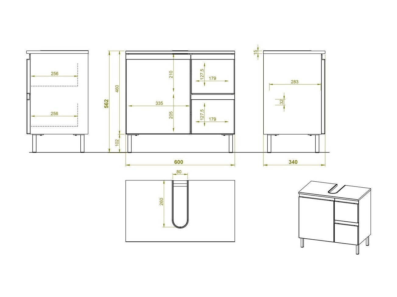 Stāvošs vannas istabas skapītis izlietnei Levtalo 100