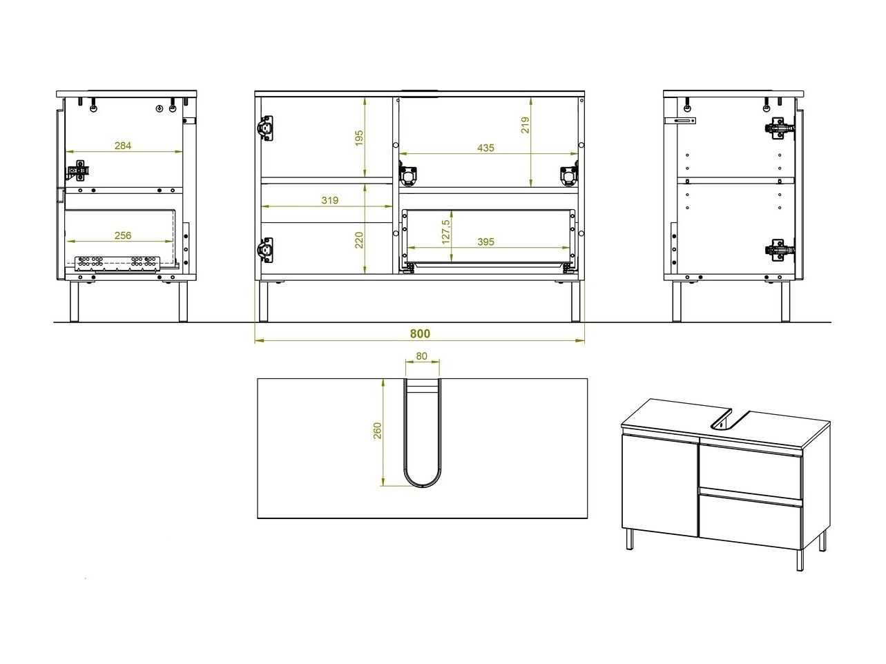 Stāvošs vannas istabas skapītis izlietnei Levtalo 101