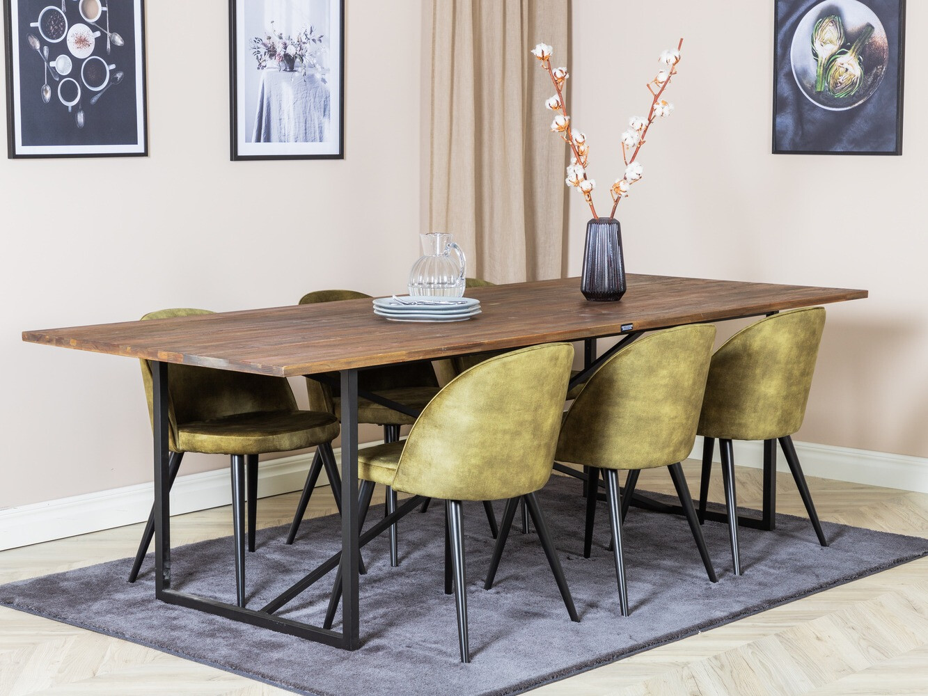 Ēdamistabas komplekts Dallas 1598 (Putekļaini zaļa)