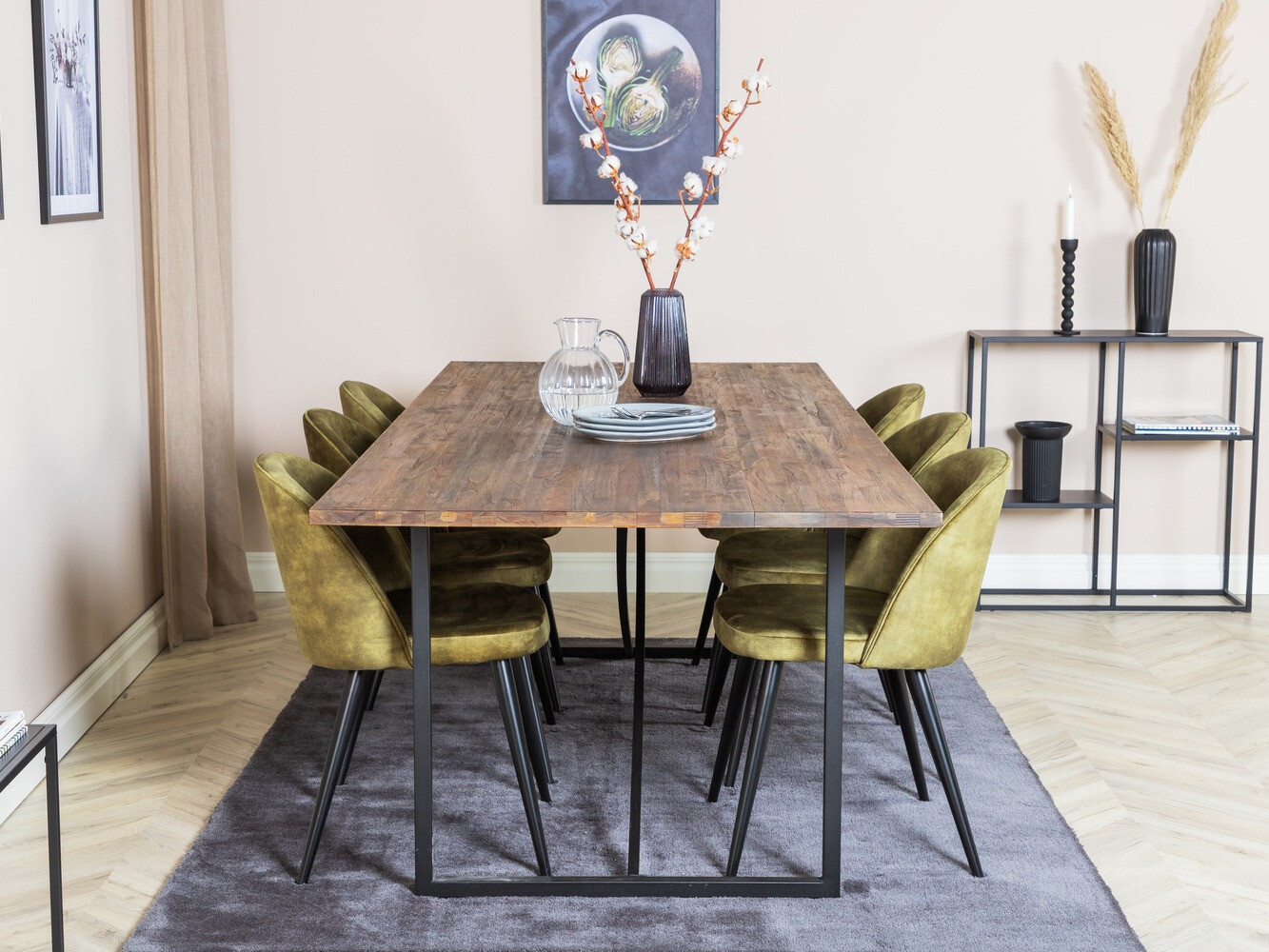 Ēdamistabas komplekts Dallas 1598 (Putekļaini zaļa)