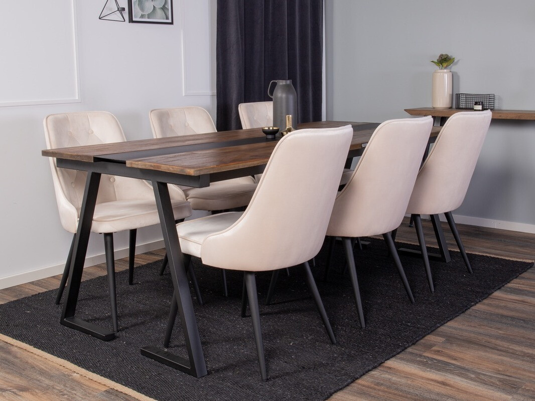 Ēdamistabas komplekts Dallas 1934 (Melns + Bēšs)