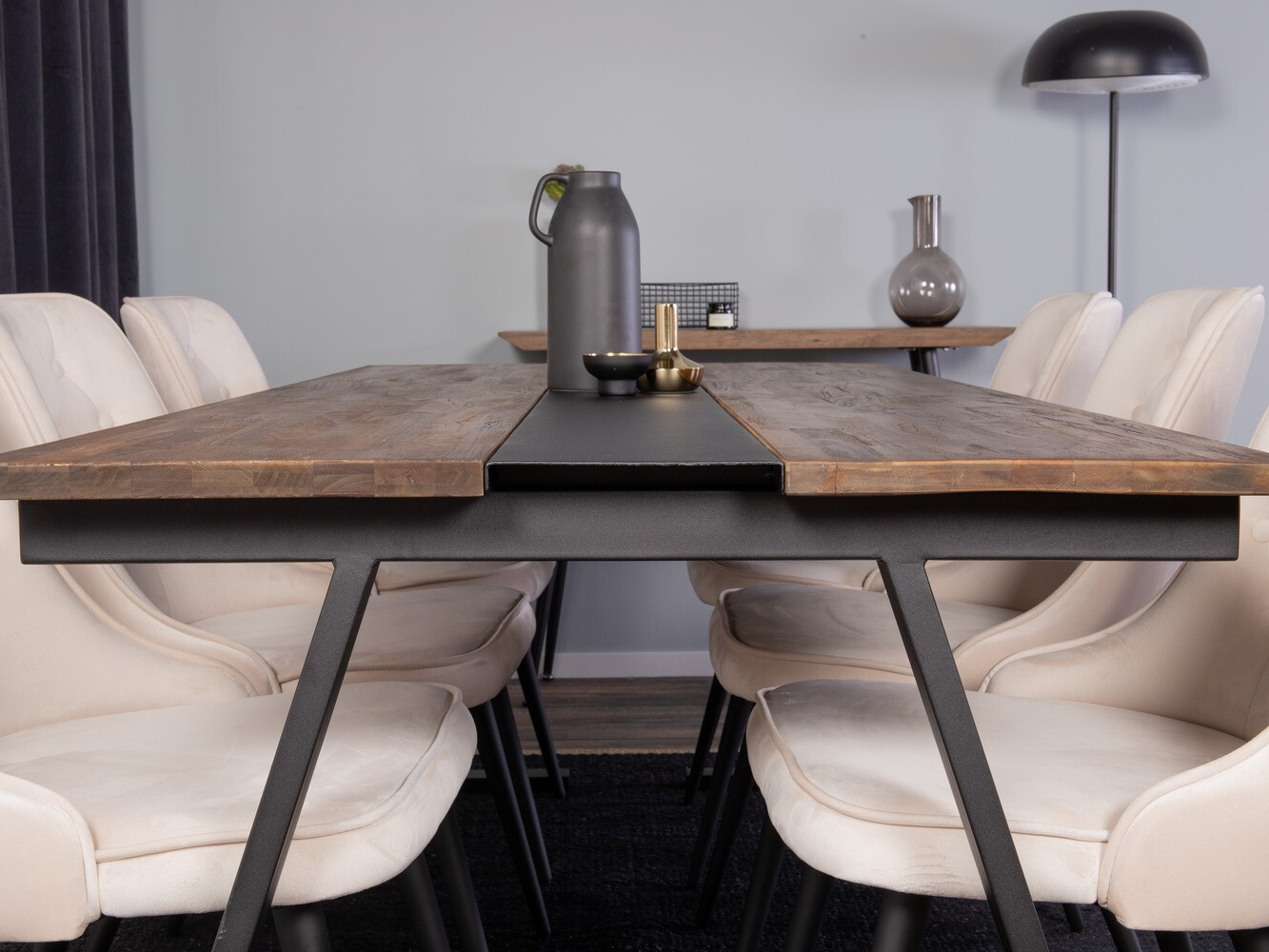 Ēdamistabas komplekts Dallas 1934 (Melns + Bēšs)