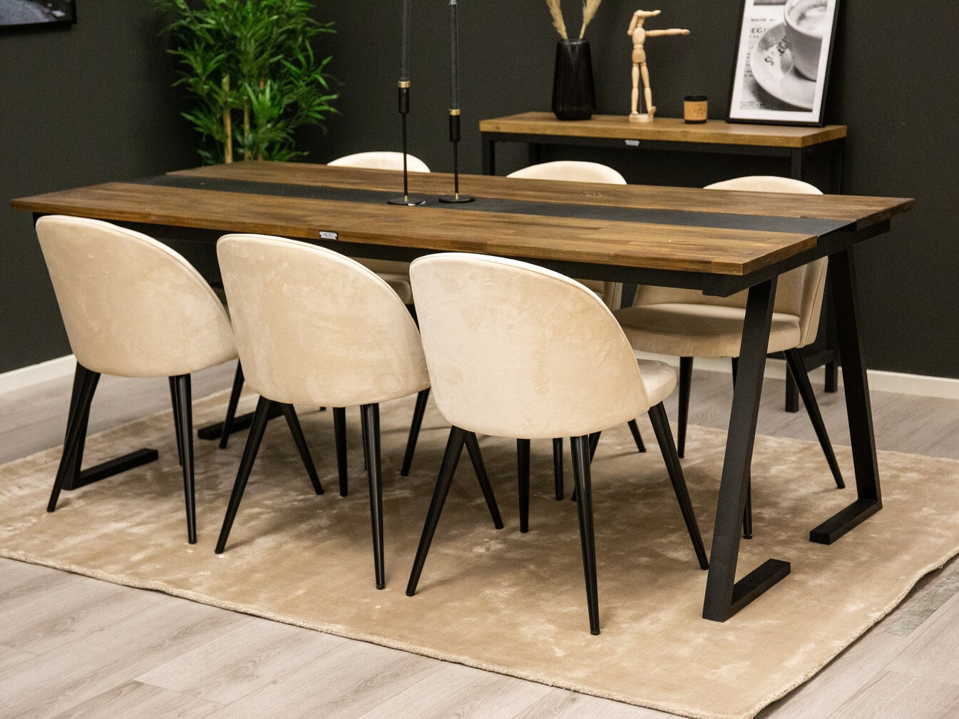 Обеденный гарнитур Dallas 1944 (Крем + Чёрный)