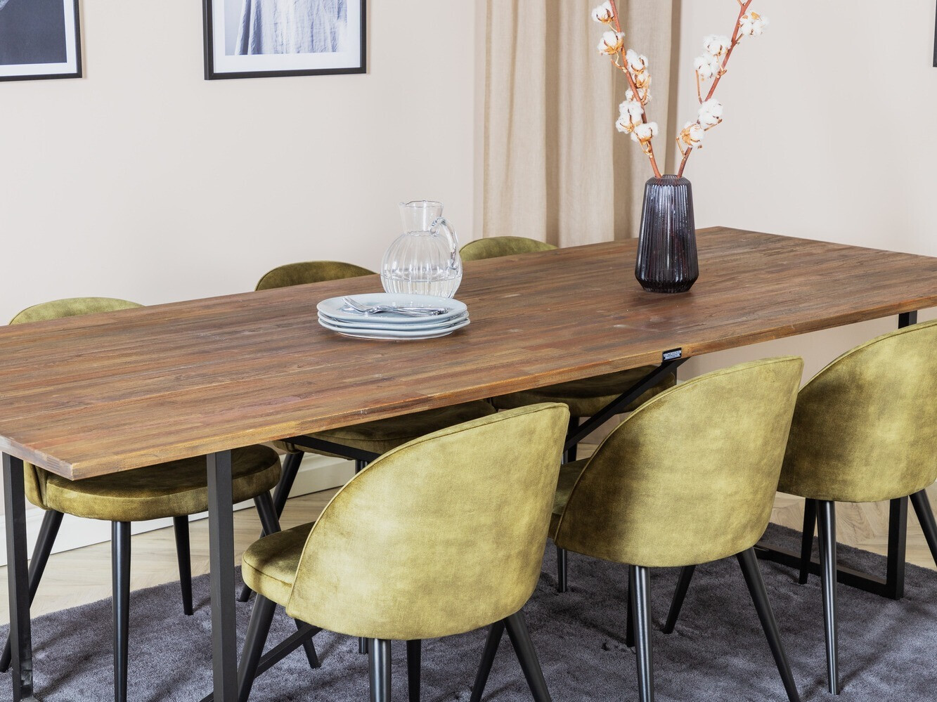 Ēdamistabas komplekts Dallas 1598 (Putekļaini zaļa)