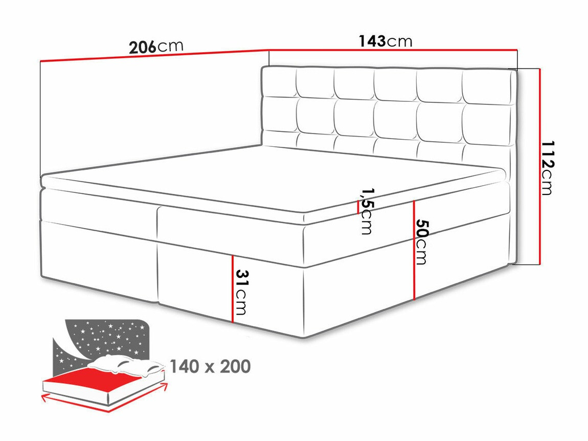 Континентальная кровать Comfivo 196 (Muna 08)