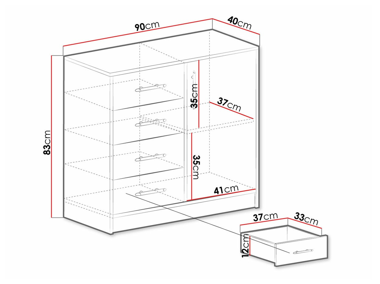Kumode Cavmero 108 (Sonomas ozols + Balts)