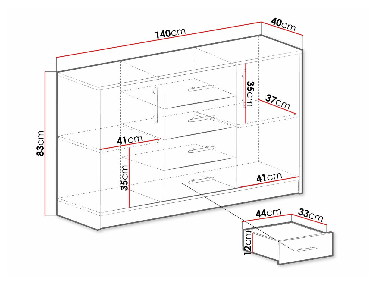Kumode Cavmero 109 (Sonomas ozols + Balts)