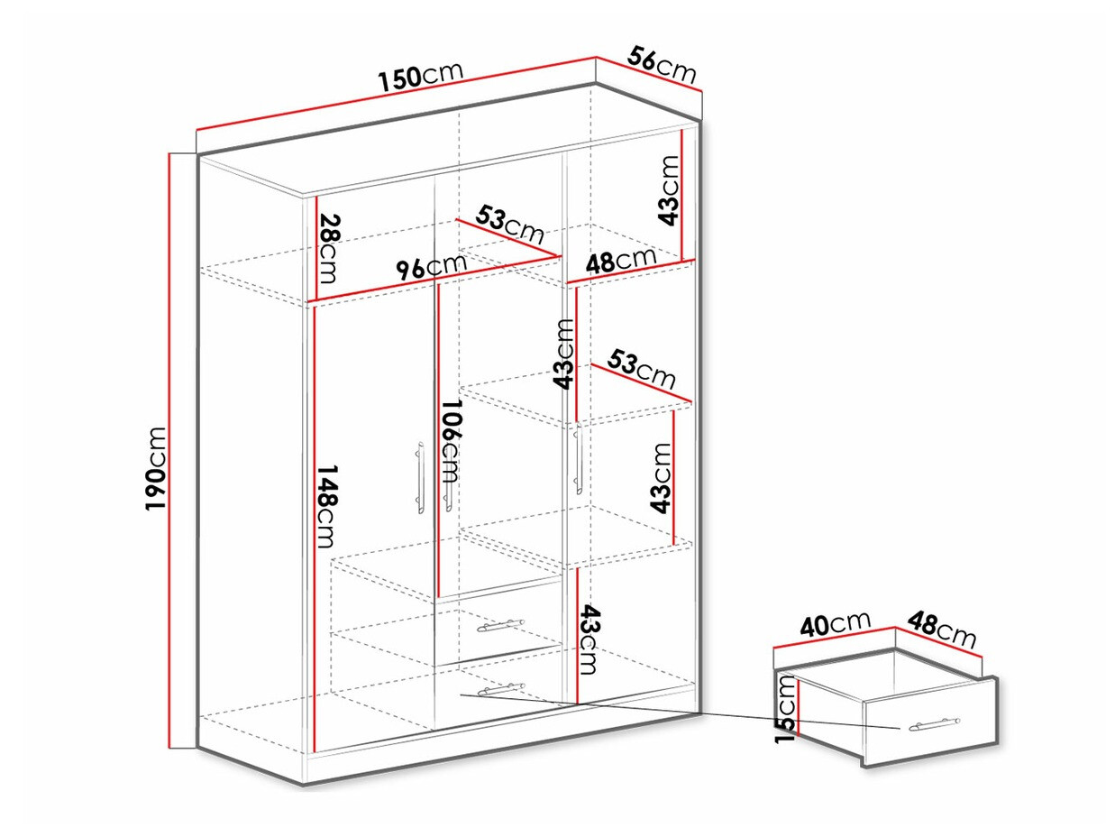 Skapis Cavmero 102 (Sonomas ozols + Balts)