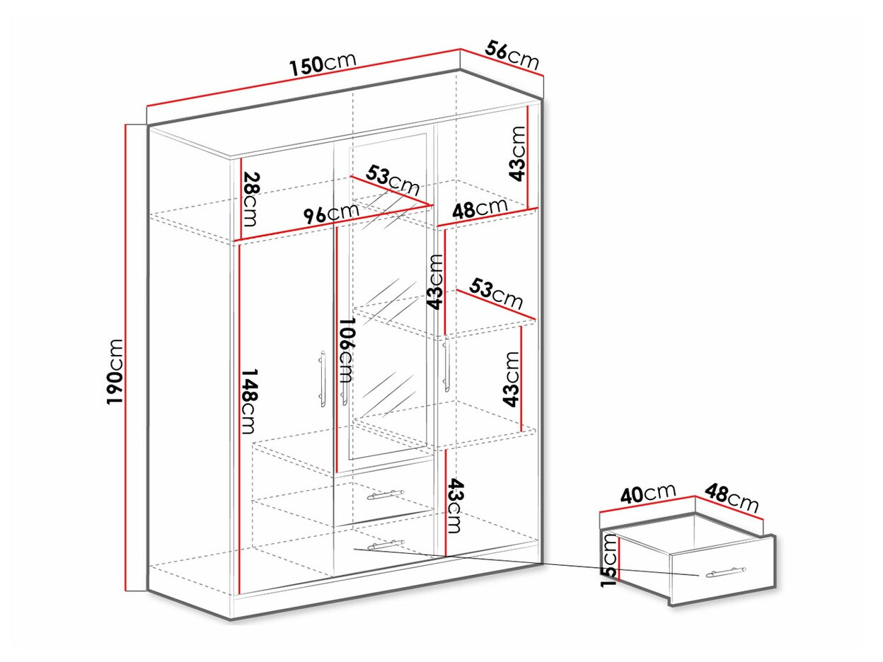 Skapis Cavmero 103 (Sonomas ozols + Balts)