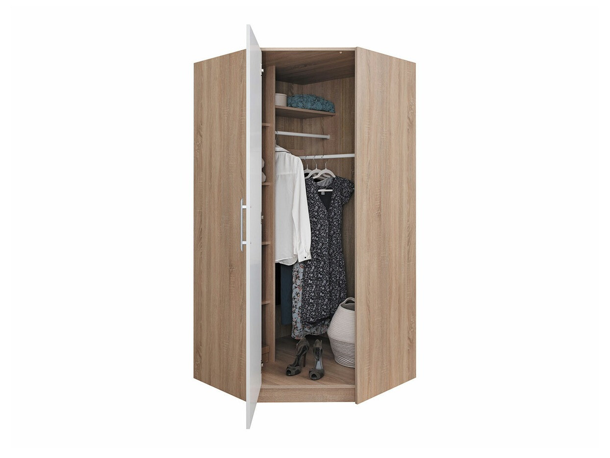 Stūra skapis Cavmero 106 (Sonomas ozols + Balts)