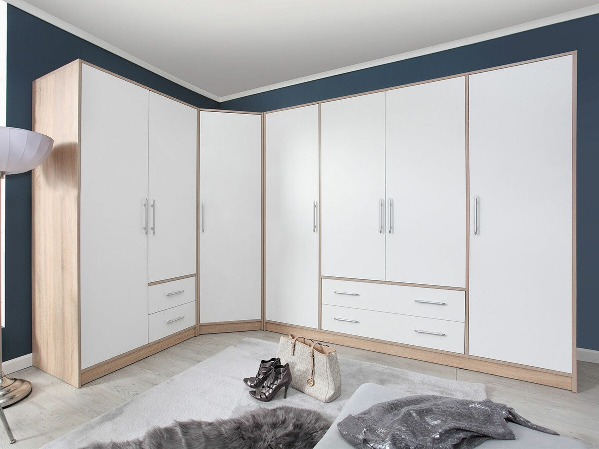 Stūra skapis Cavmero 106 (Sonomas ozols + Balts)