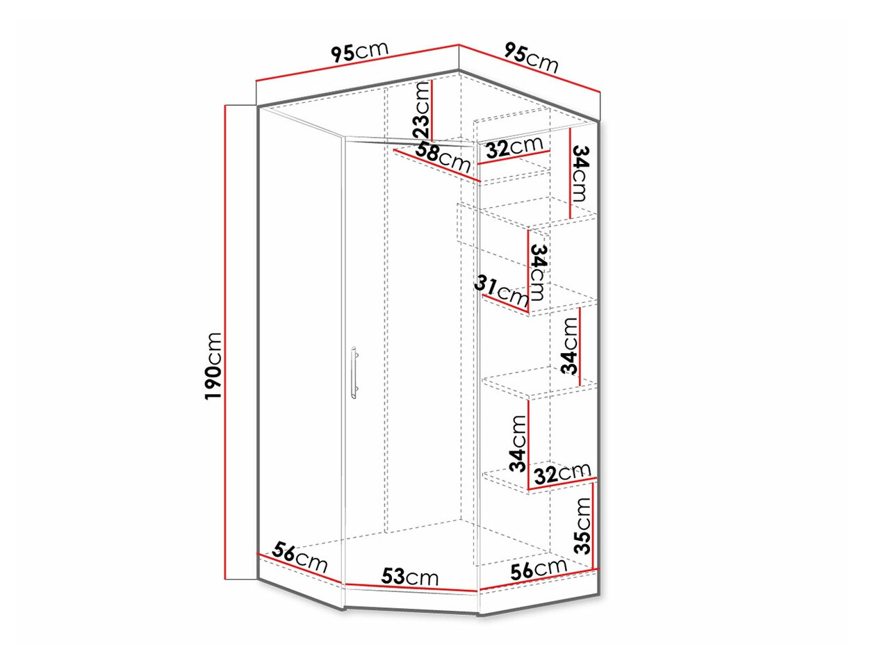 Угловой шкаф Cavmero 106 (Сонома Дуб + Белый)