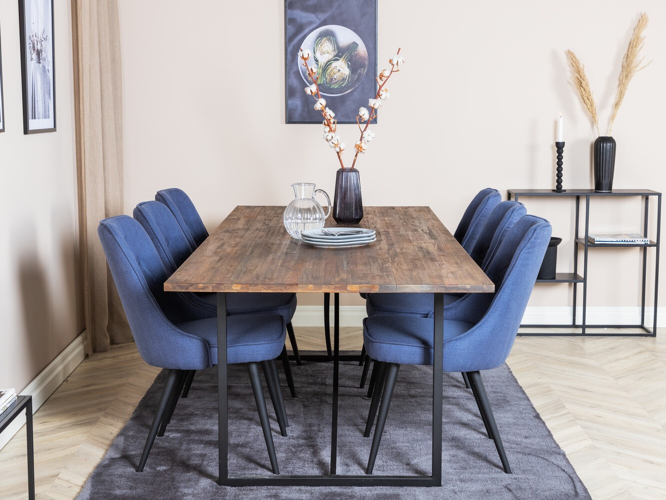 Обеденный гарнитур Dallas 1865 (Чёрный + Синий)