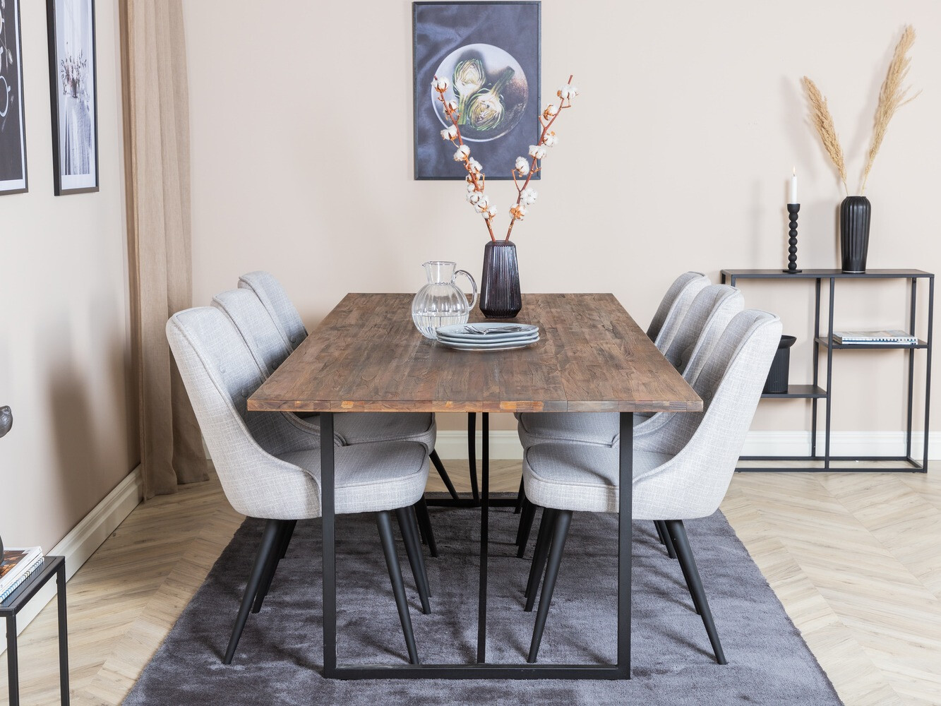 Обеденный гарнитур Dallas 1865 (Чёрный + Светло-серый)