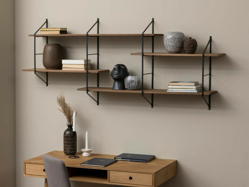 Настенная полка Norsica 447 (Светло-коричневый + Чёрный)