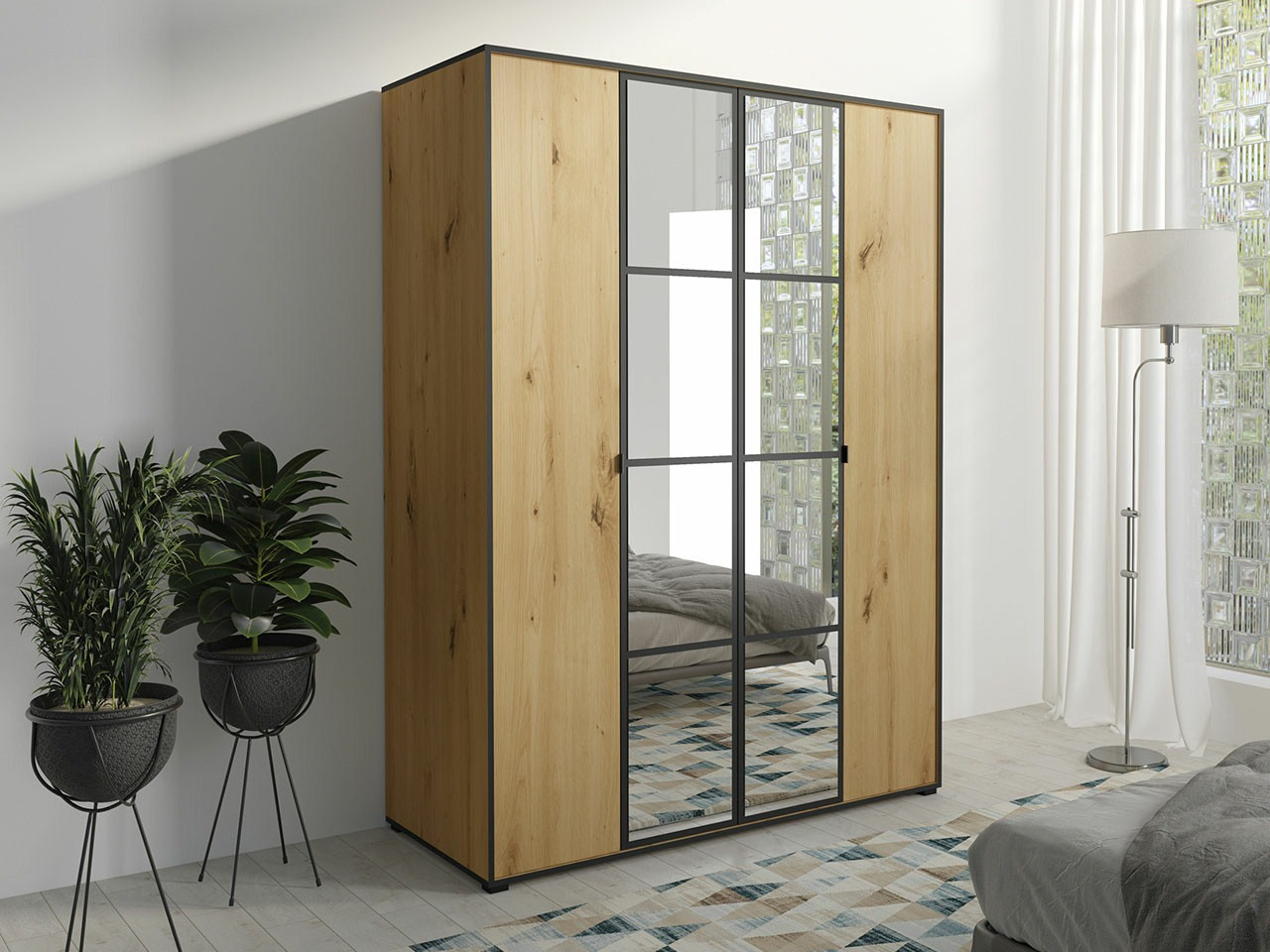 Skapis Toledo 117 (Artisan ozols + Melns)