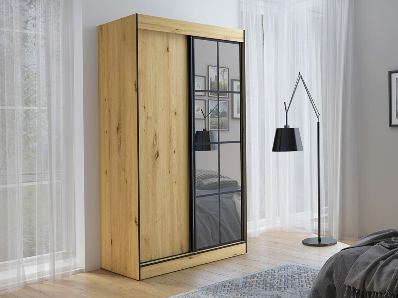 Skapis Toledo 118 (Artisan ozols + Melns)