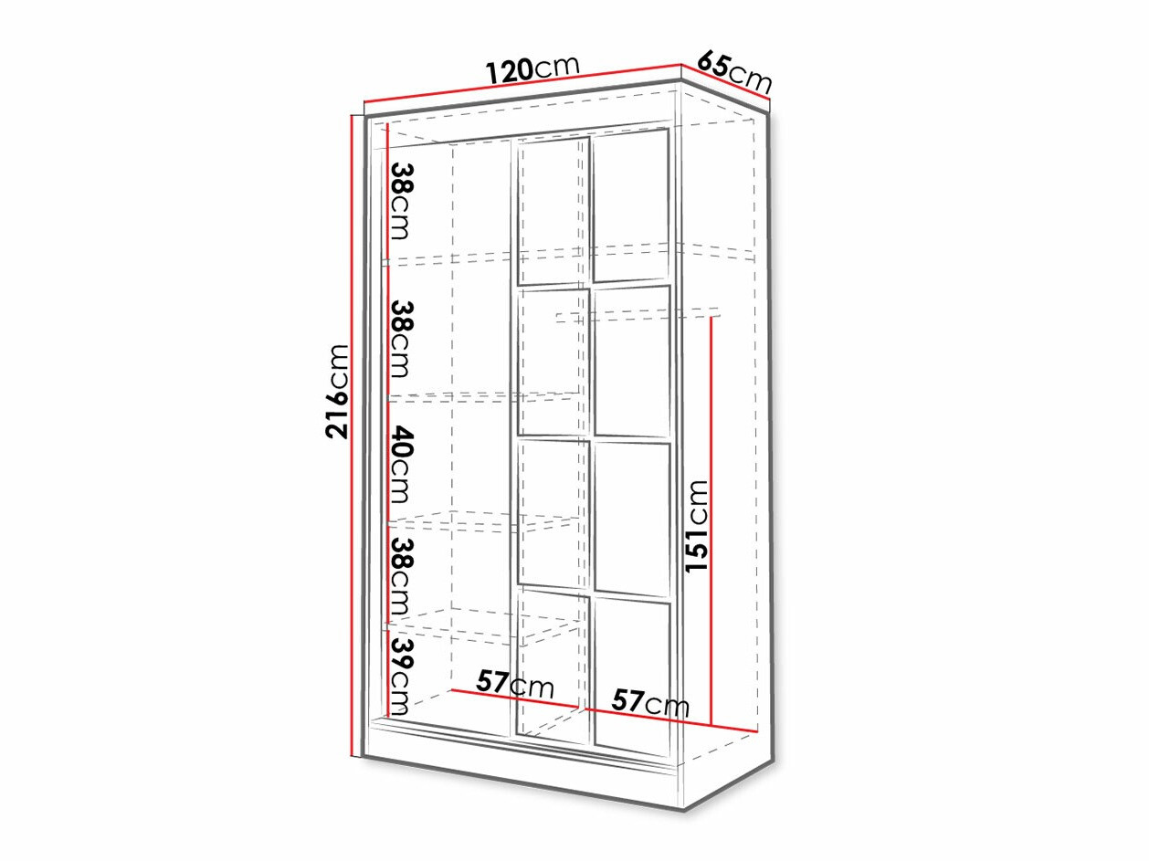 Skapis Toledo 118 (Balts + Melns)