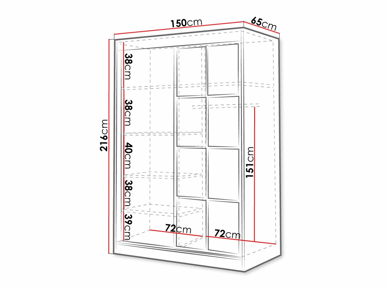 Skapis Toledo 118 (Balts + Melns)