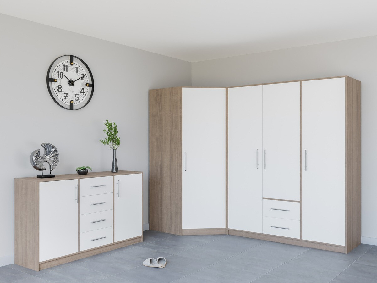 Угловой шкаф Cavmero 106 (Сонома Дуб + Белый)