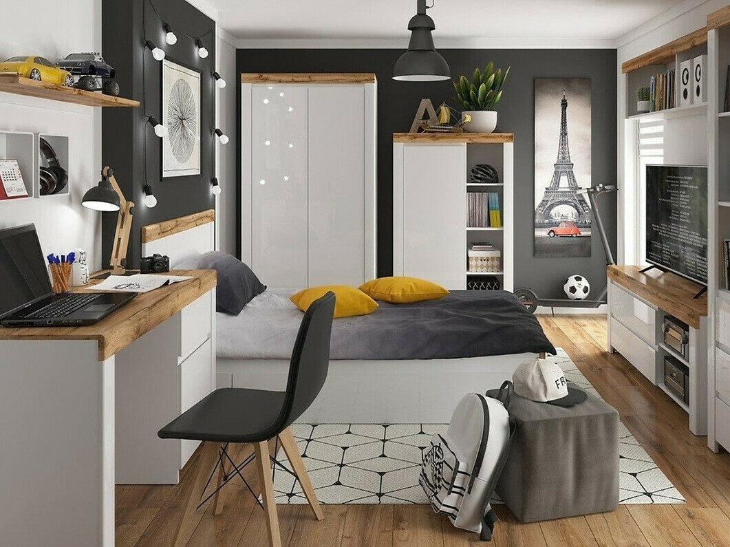 Skapis Sonsoru 110 (Balts + Glancēts balts + Votan ozols)