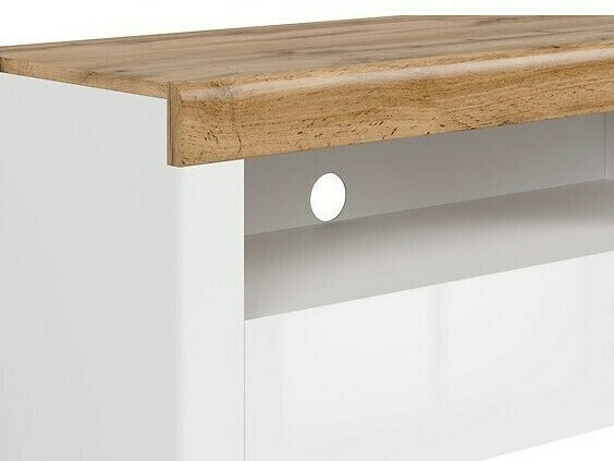 ТВ тумба Sonsoru 107 (Белый + Глянцевый белый + Дуб вотан)