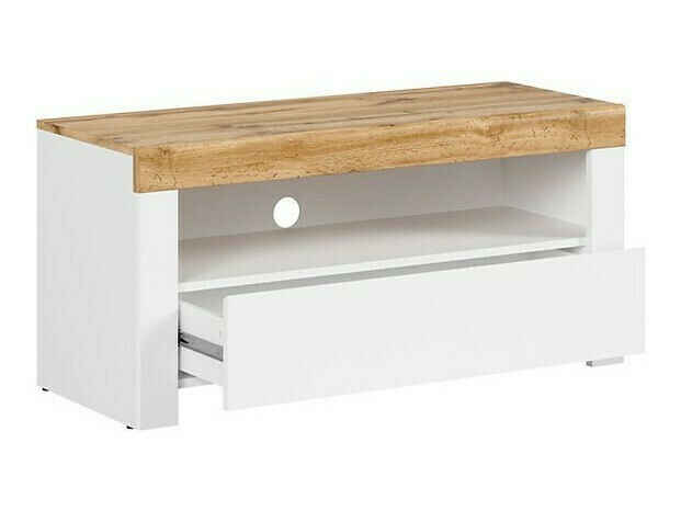 ТВ тумба Sonsoru 107 (Белый + Глянцевый белый + Дуб вотан)