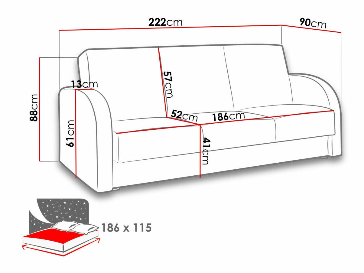 Dīvāns gulta Providence 172 (Soft 020 + Lux 24)