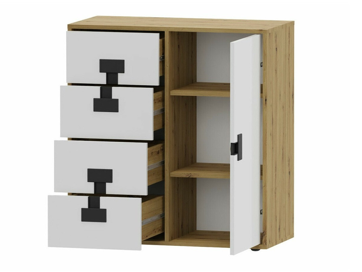 Kомод Florevi 103 (Глянцевый белый + Artisan дуб)