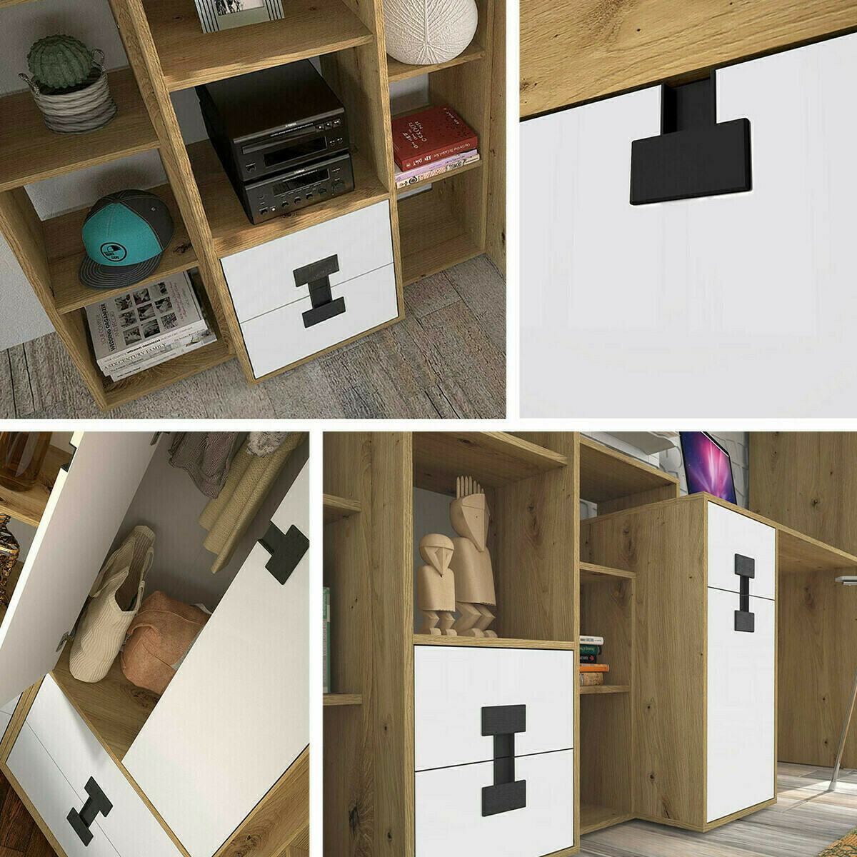 Stūra skapis Florevi 114 (Matēts balts + Artisan ozols)