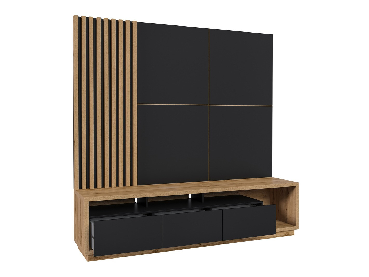 Набор для гостиной Austin 360 (Дуб вотан + Чёрный + Матовый черный)