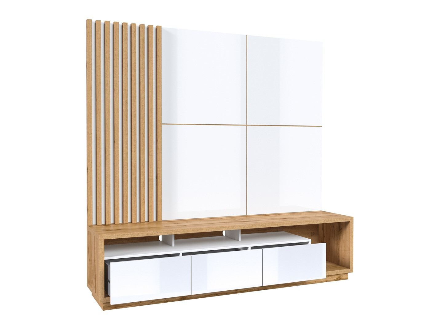 Viesistabas komplekts Austin 360 (Votan ozols + Balts + Glancēts balts)