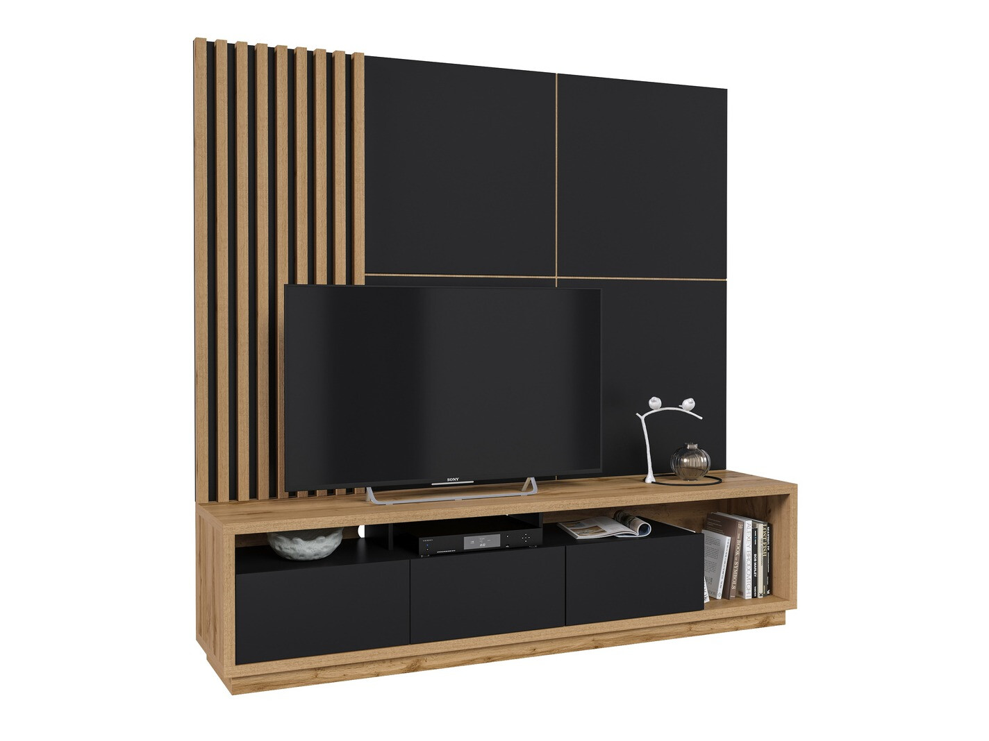 Viesistabas komplekts Austin 360 (Votan ozols + Melns + Matēts melns)