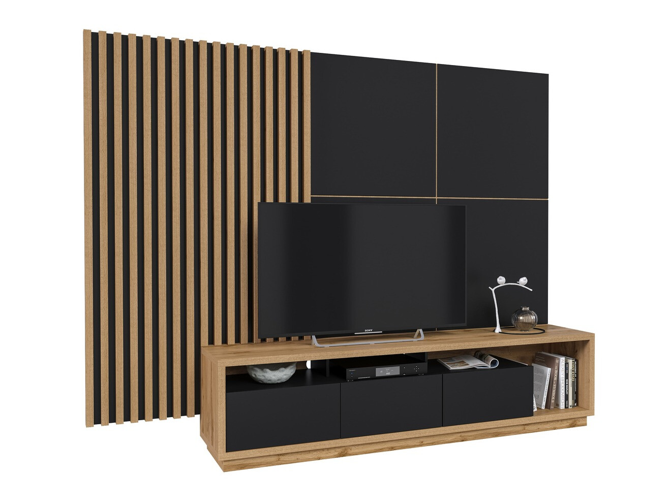 Viesistabas komplekts Austin 362 (Votan ozols + Matēts melns + Melns)